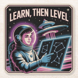 Learn, Then Level Rechteckiger Pappuntersetzer