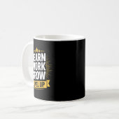 Learn Work Grow Level Up Motivational Growth Insra Kaffeetasse (Vorderseite Links)