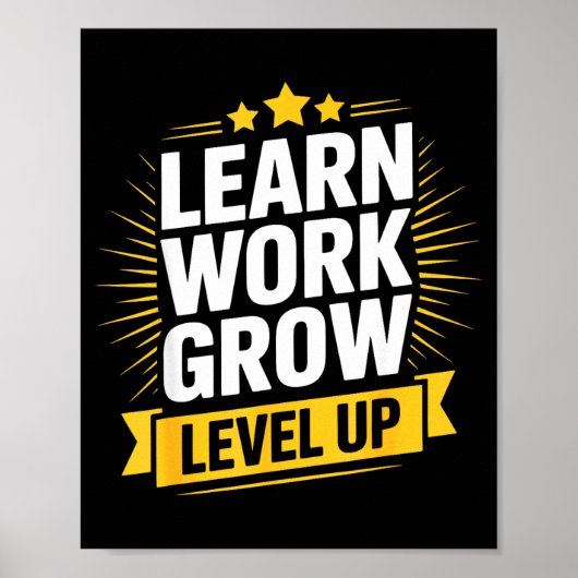 Learn Work Grow Level Up Motivational Growth Insra Poster (Vorne)