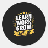 Learn Work Grow Level Up Motivational Growth Insra Runder Aufkleber (Vorderseite)