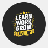 Learn Work Grow Level Up Motivational Growth Insra Runder Aufkleber (Vorderseite)