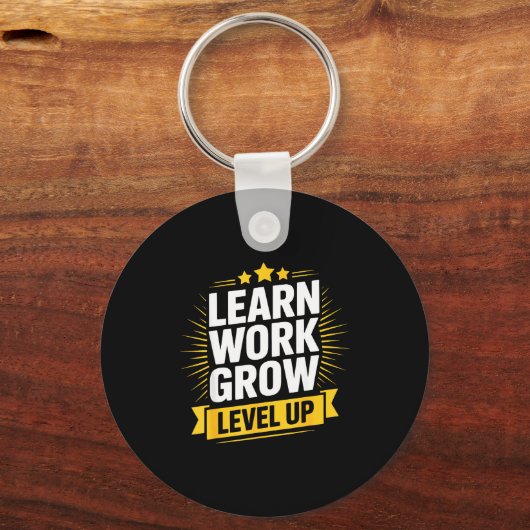 Learn Work Grow Level Up Motivational Growth Insra Schlüsselanhänger (Vorderseite)