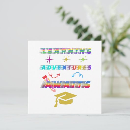 Learning Adventure Awaits, Erster Schultag Einladung (Stehend Vorderseite)