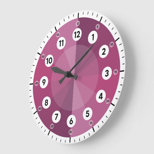 Learning Clock - Telling Time - Magenta Hues Große Wanduhr (Winkel)