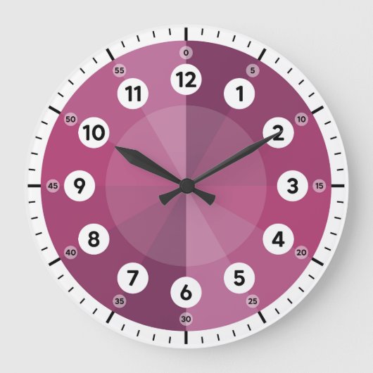 Learning Clock - Telling Time - Magenta Hues Große Wanduhr (Vorderseite)