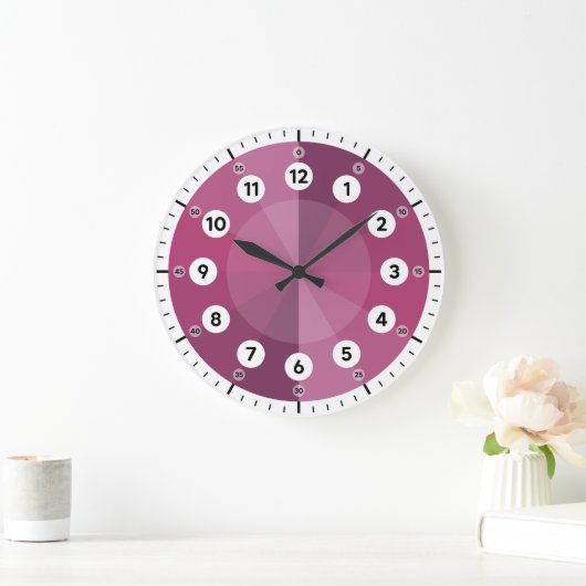Learning Clock - Telling Time - Magenta Hues Große Wanduhr (Zuhause)