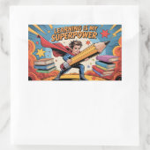 Learning Is My Superpower – Heroic School Rechteckiger Aufkleber (Tasche)