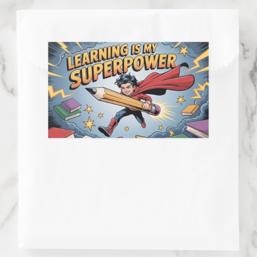 Learning Is My Superpower – Motivational Sticker f (Tasche)