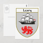 Leary Coat of Arms/Familienwappen Postkarte (Vorne/Hinten)