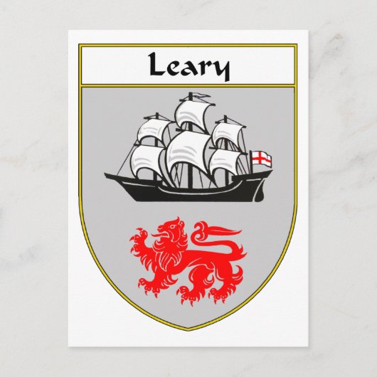 Leary Coat of Arms/Familienwappen Postkarte (Vorderseite)
