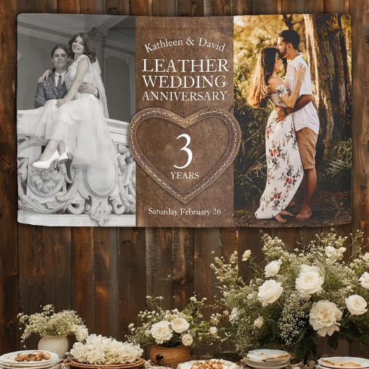 Leather 3. Hochzeitstag Party Banner
