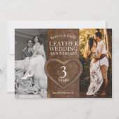 Leather 3. Hochzeitstag Party Einladung (Vorderseite)