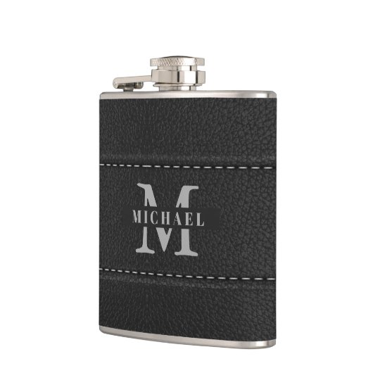 Leather aus schwarzem Imitat Flachmann (Links)