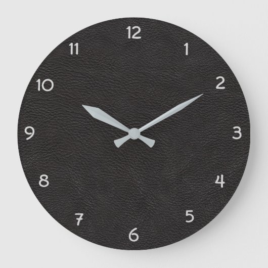 Leather aus schwarzem Imitat Große Wanduhr (Vorderseite)