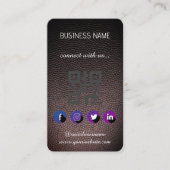 Leather black - Social Media QR Code Business Card Visitenkarte (Vorderseite)
