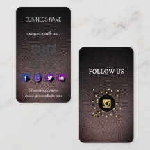 Leather black - Social Media QR Code Business Card