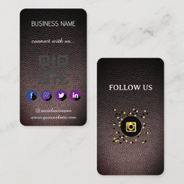 Leather black - Social Media QR Code Business Card Visitenkarte