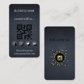 Leather black - Social Media QR Code Business Card Visitenkarte (Vorne/Hinten)