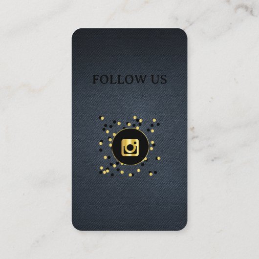 Leather black - Social Media QR Code Business Card Visitenkarte (Rückseite)