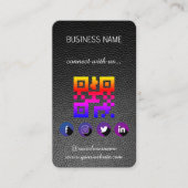 Leather black - Social Media QR Code Business Card Visitenkarte (Vorderseite)