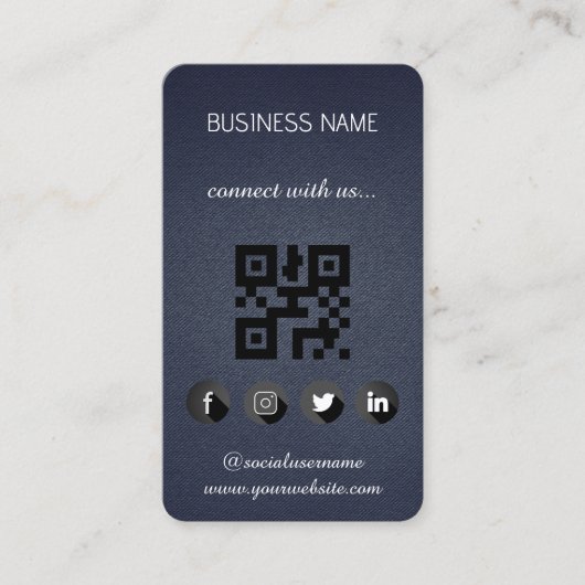 Leather black - Social Media QR Code Business Card Visitenkarte (Vorderseite)