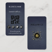 Leather black - Social Media QR Code Business Card Visitenkarte (Vorne/Hinten)