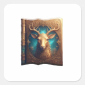 Leather Bound Copy Of A Deer Hunting Guide Quadratischer Aufkleber (Vorderseite)