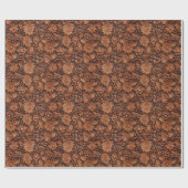 Leather Brown Floral Geschenkpapier (Flach)
