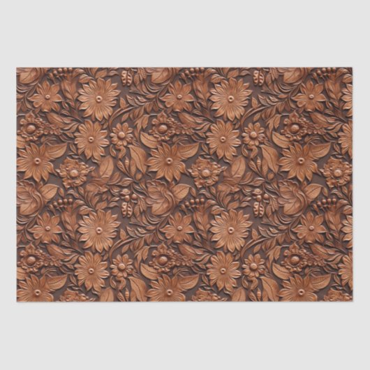 Leather Brown Floral Seidenpapier (Vorderseite)