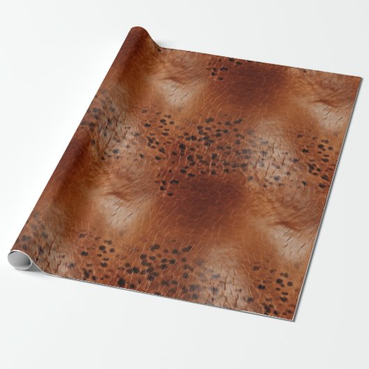 Leather Brown Leopard Spots Geschenkpapier (Ungerollt)