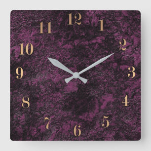 Leather Burgundy textur Square Wall Clock Quadratische Wanduhr