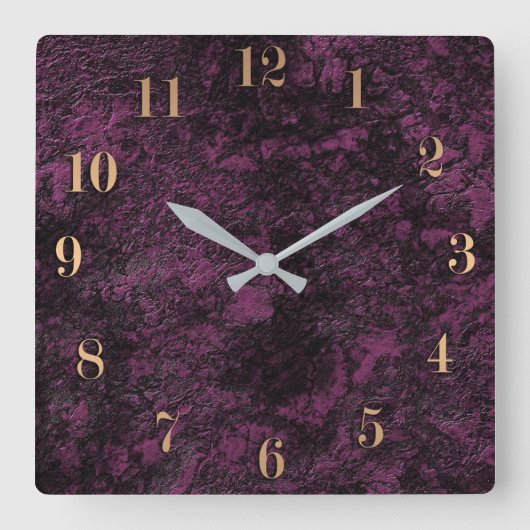 Leather Burgundy textur Square Wall Clock Quadratische Wanduhr (Vorderseite)