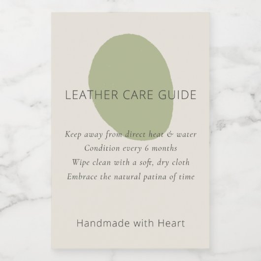Leather Care Guide Sage Artisan 2x3 Custom Label Weinetikett (Einzelnes Label)