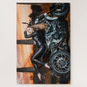 Leather Clad Biker Chick Puzzle (Vertikal)