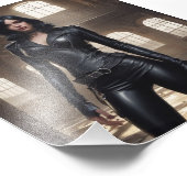 Leather Clad Goth Babe verdrängt Lager Fotodruck (Ecke)