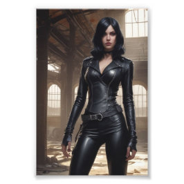 Leather Clad Goth Babe verdrängt Lager Fotodruck