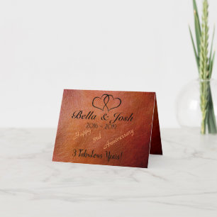Leather des personalisierten Imitats zum 3. Jahres Karte