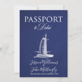 Leather Dubai Passport Wedding Save the Date Einladung (Vorderseite)