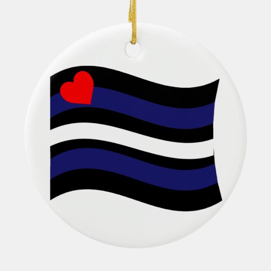 LEATHER FLAG WAVING KERAMIK ORNAMENT (Hinten)