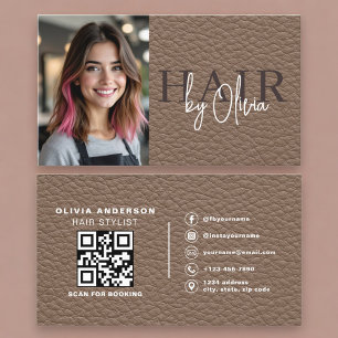 Leather Friseur Foto QR-Code  Visitenkarte