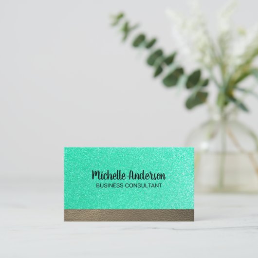 Leather Glitzer Visitenkarte (Stehend Vorderseite)