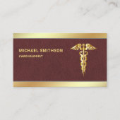 Leather Gold Caduceus Symbol Medical Beruflich Visitenkarte (Vorderseite)