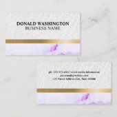 Leather Gold Metallic | Lila Marmortextur Visitenkarte (Vorne/Hinten)