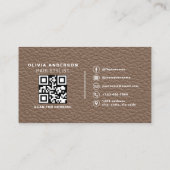 Leather Hair Stylist Photo QR Code  Visitenkarte (Rückseite)