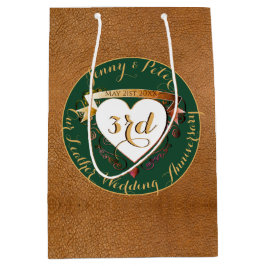 Leather Image Green für den dritten Jahrestag der  Mittlere Geschenktüte