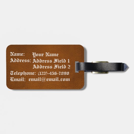 Leather Iron Celtic Dog Gepäckanhänger (Rückseite horizontal)