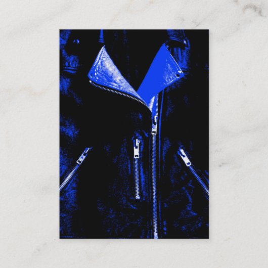 Leather Jacket Blue Visitenkarte schwarz (Vorderseite)