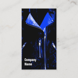 Leather Jacket Blue Visitenkarte schwarzer Seitent