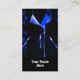 Leather Jacket Blue Visitenkarte schwarzes Portrai