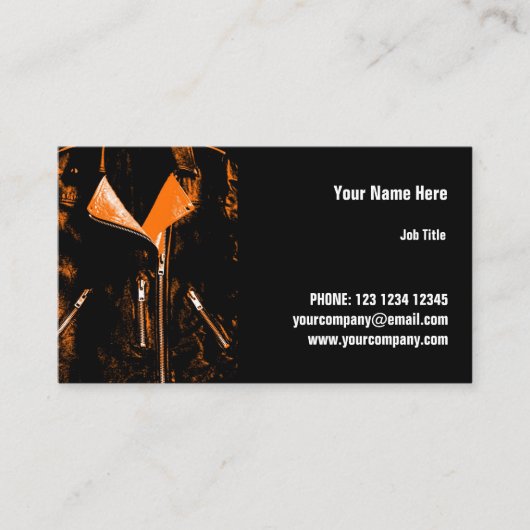 Leather Jacket Orange Visitenkarte horizontal (Vorderseite)